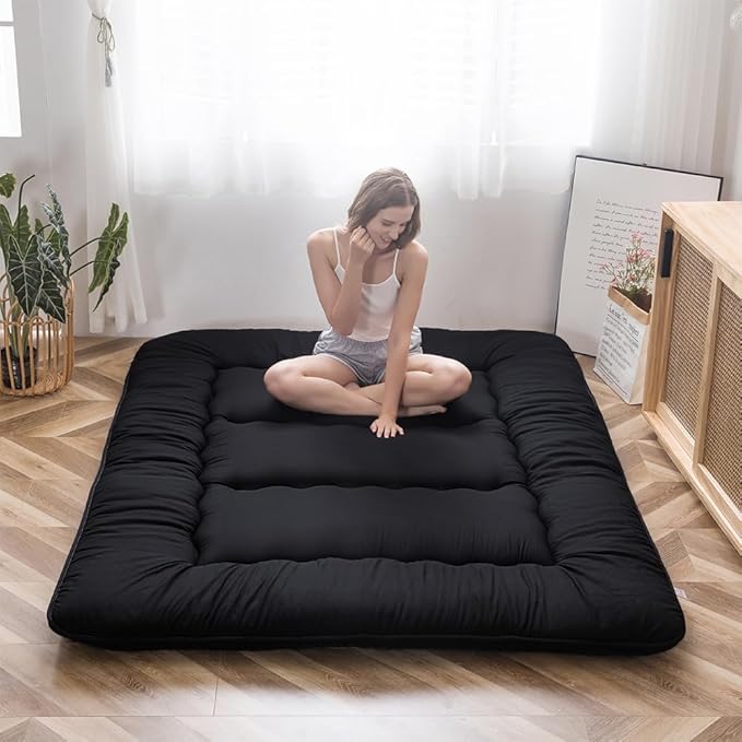 Japanese Foldable Futon Mattress, 4 Inch Thick Twin Size Floor Mattress
