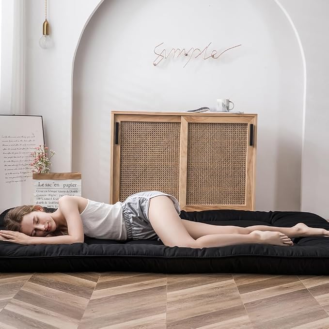 Japanese Foldable Futon Mattress, 4 Inch Thick Twin Size Floor Mattress