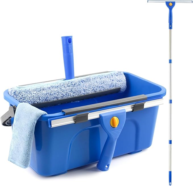 🔥Window Cleaning Kit with Bucket, Squeegee and Scrubber for Outdoor Use