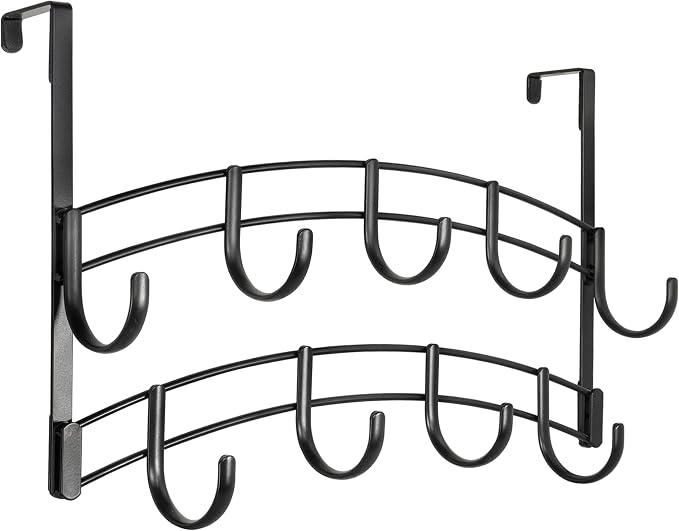 Bronze Multi-Purpose Door Rack, 9 Hooks Over The Door Coat & Towel Hanger