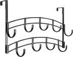 Bronze Multi-Purpose Door Rack, 9 Hooks Over The Door Coat & Towel Hanger