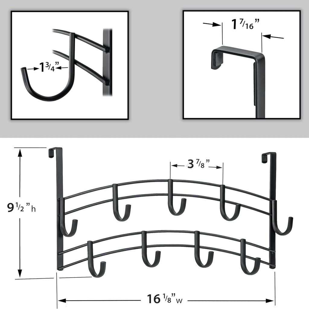 Bronze Multi-Purpose Door Rack, 9 Hooks Over The Door Coat & Towel Hanger
