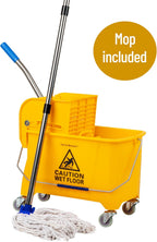 Mind Reader Mop & Bucket Set with Wringer, 5.5 Gallon Wheeled Cleaning System
