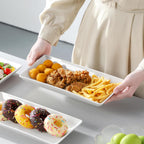 3-Tier Serving Tray: 12-Inch White Porcelain Trays with Collapsible Gold Metal Stand – Dessert Display Stand