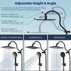Premium all-metal construction, cUPC certified, 8-inch high-pressure rainfall showerhead.