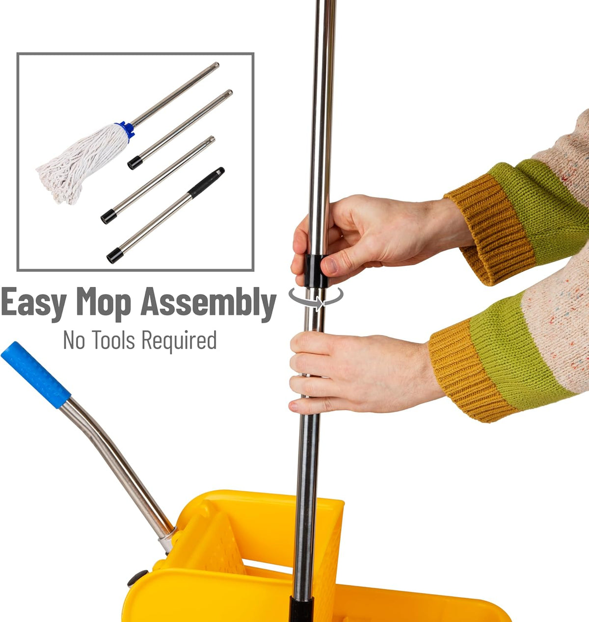 Mind Reader Mop & Bucket Set with Wringer, 5.5 Gallon Wheeled Cleaning System
