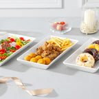 3-Tier Serving Tray: 12-Inch White Porcelain Trays with Collapsible Gold Metal Stand – Dessert Display Stand