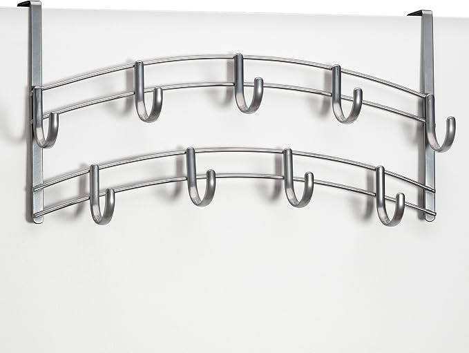 Bronze Multi-Purpose Door Rack, 9 Hooks Over The Door Coat & Towel Hanger