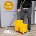 Mind Reader Mop & Bucket Set with Wringer, 5.5 Gallon Wheeled Cleaning System